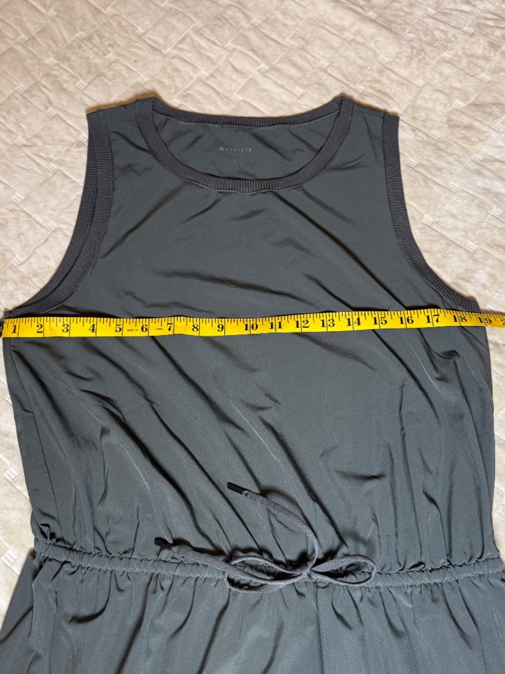 ATHLETA olive green Rincon sleeveless dress, featherweight travel, Large - Picture 7 of 9